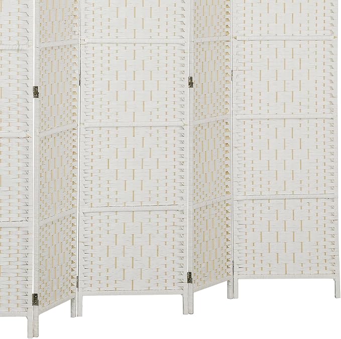 HOMCOM Room Divider 6 Panel Freestanding 6FT Tall Privacy Screen White | - Image 9