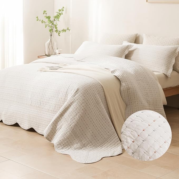 Lady Ann Oversized King Bedspread 120x120, Lightweight Quilted Wheat Coverlet 3 - Image 2