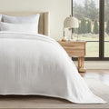EVERGRACEHOME Cotton Gauze Matelassé Coverlet, Queen Size, Ivory White | Ultra by EVERGRACEHOME