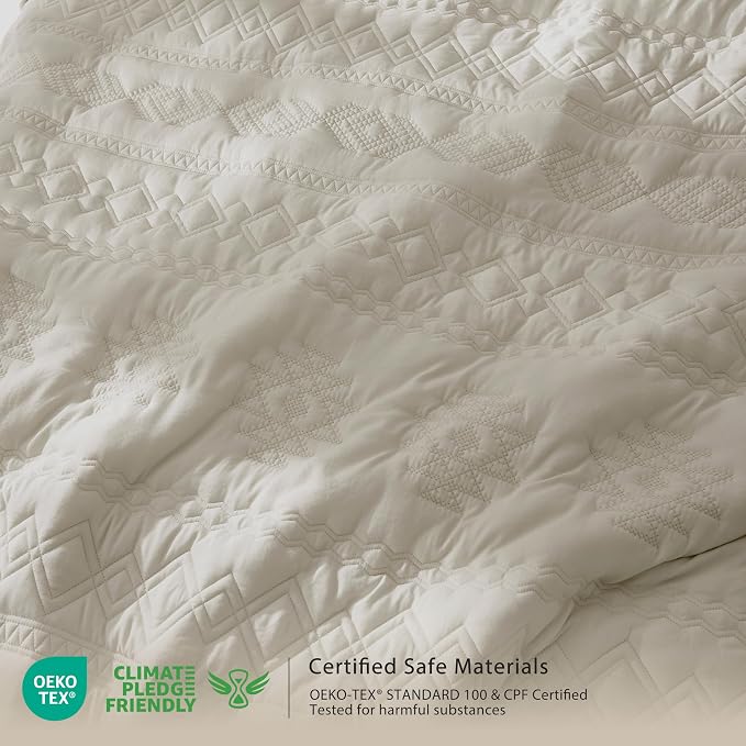WDCOZY Beige Boho Quilt King Size Bedding Set - Image 3
