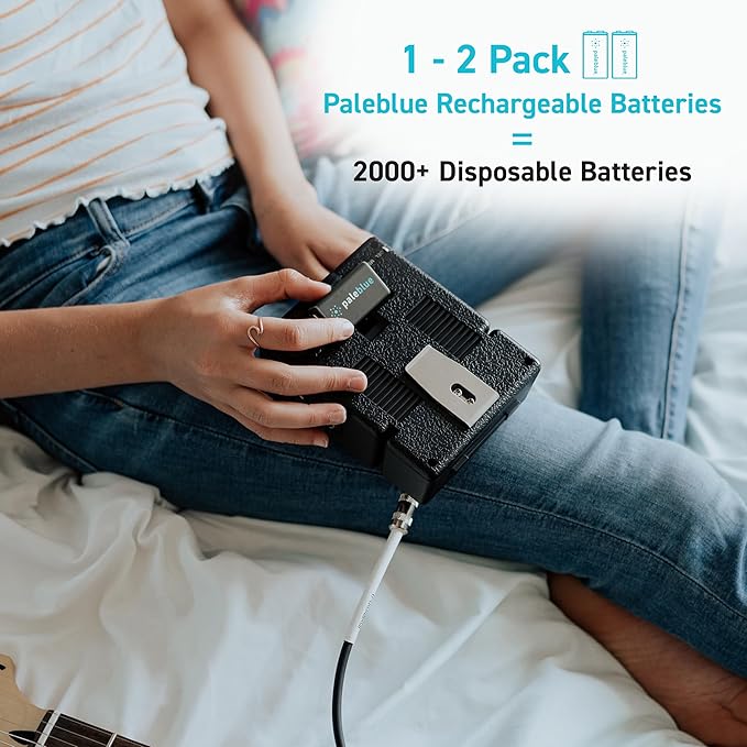paleblue USB Rechargeable 9V Batteries (6-Pack) - 4500mWh Lithium Ion, 1000+ Charge Cycles, Includes (3) 2-in-1 USB-A to USB-C Charging Cables, LED Charge Indicator, 3.4 Hour Charge Time