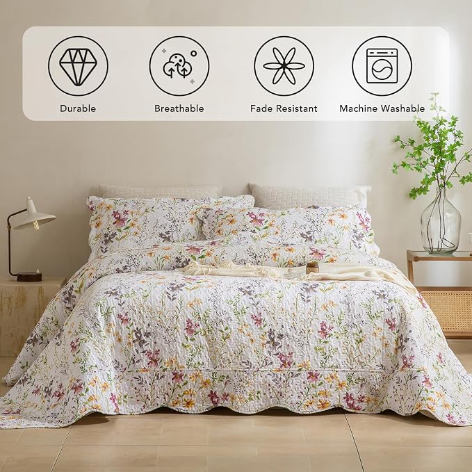 Lady Ann Cal King Bedspread 118x106, Vintage Floral Bedding Ultra Soft Coverlet - Image 2