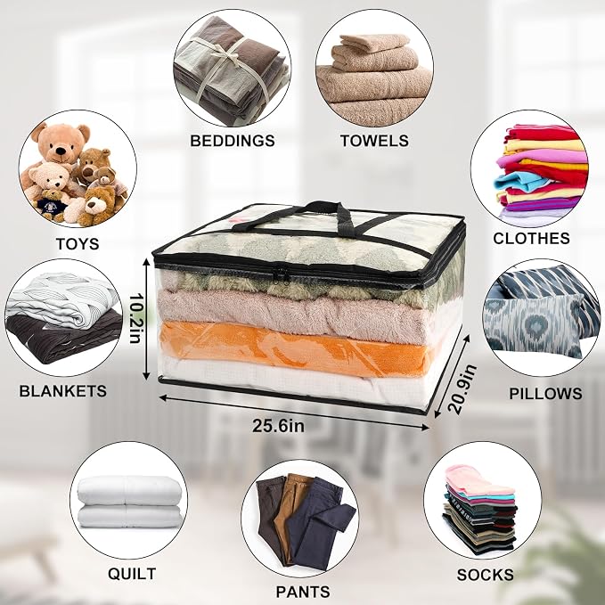 6Pack Clear Blanket Storage Bags, Vinyl Comforter Clothes Storage Closet - Image 3