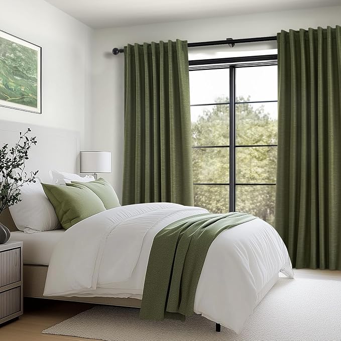 Topfinel Extra Long 132 Inch Olive Green Curtains 2 Panels Set - Image 9