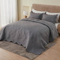 Kingnex Oversized King Bedspreads 128x120 Ultrasonic Quilted Dark Grey | Extra by Kingnex
