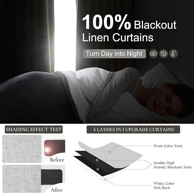 QJmydeco Grey Blackout Curtains 84 Inch Length 2 Panels Set - Image 2