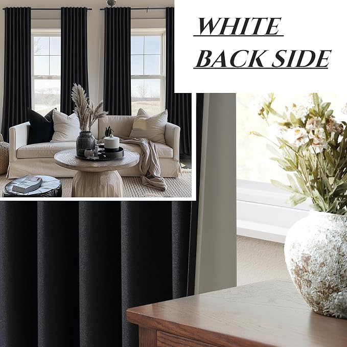 QJmydeco Black Curtains for Bedroom 90 Inch Long 2 Panels Set - Image 6