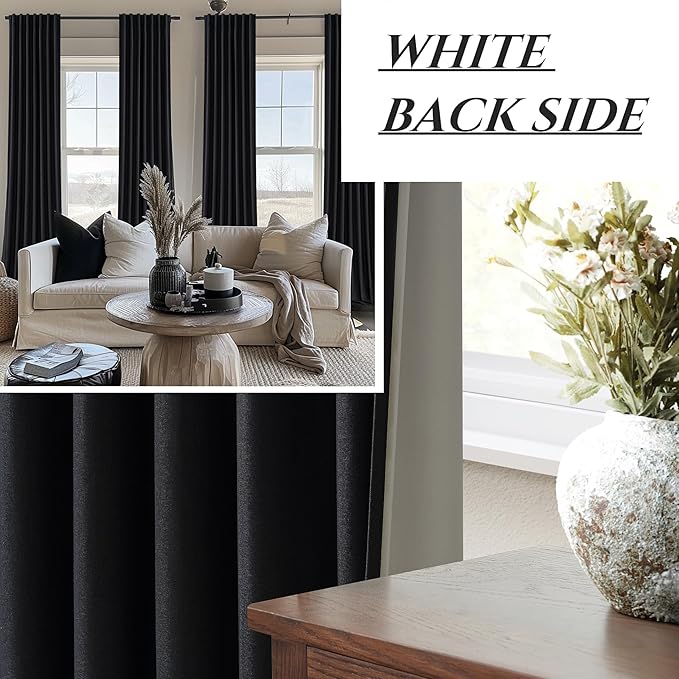 QJmydeco Black 100% Blackout Curtains 84 Inches Long to Keep Heat Out - Image 6