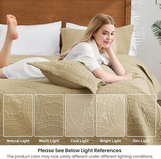 Love's cabin Quilts for Full Bed Camel Bedspreads Bedding Set - Image 7
