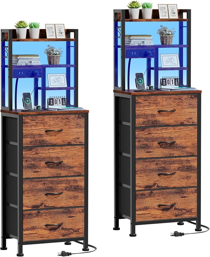 Night Stand Set 2, LED Nightstand by Furnulem