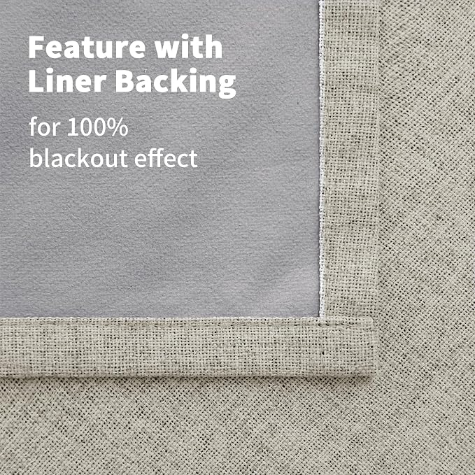 YoungsTex Camel Linen Blackout Curtains 63 Inch Length - Image 7