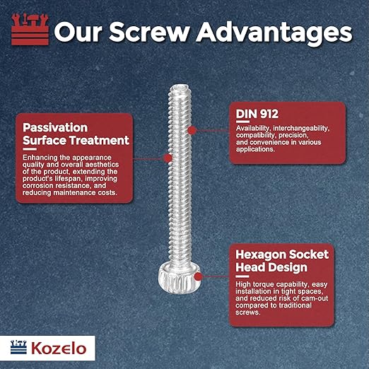 Kozelo 100pcs Socket Head Cap Screws - [M1.4-0.3 x 12mm] 304 Stainless Steel Allen Socket Drive for Electrical Motor 3D Printing Fan Engine Replacement Use, Silver