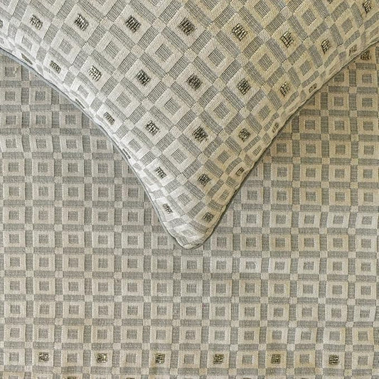 The HomeCentric King/Queen/Twin Grey Decorative King 90"x18" Bed Runner with 2 Pillow Cover, Checkered, Beaded, Hand Embroidery Bed Scarf on Velvet Fabric - The Brick Effect