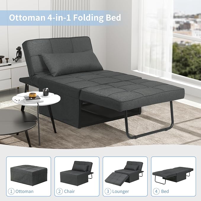 Sofa Bed, 4 in 1 Multi-Function Modern Folding Ottoman Guest Bed - Image 3