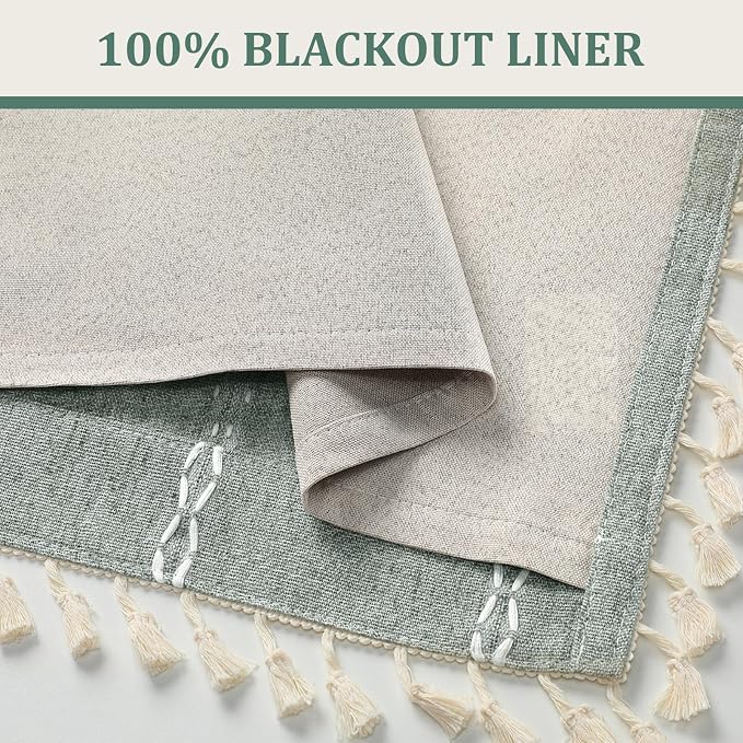 Teal 100% Boho Blackout Curtains 72 Inch 2 Panels - Image 3