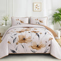 Mybedsoul King Size Quilt Set Brown, Reversible Polyester Coverlet Set by Mybedsoul