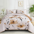 Mybedsoul Full/Queen Quilt Set Brown, Reversible Polyester Coverlet Set by Mybedsoul