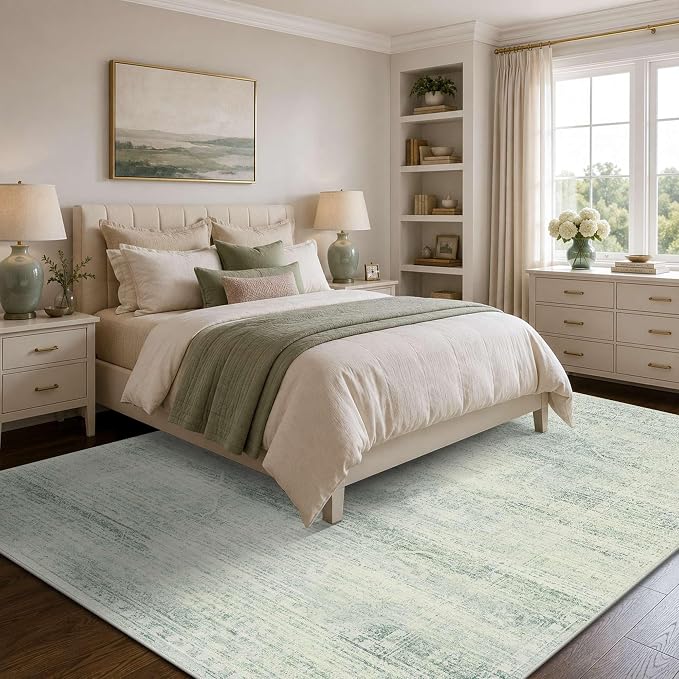Latte&Fog 8x10 Area Rugs for Living Room Washeble Large Green Rugs Non Slip | - Image 4
