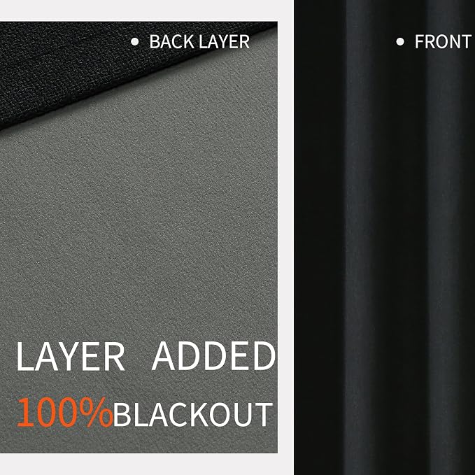 Joydeco Blackout Curtains 108 Inches Long 2 Panels Burg, Room Darkening Curtains - Image 3