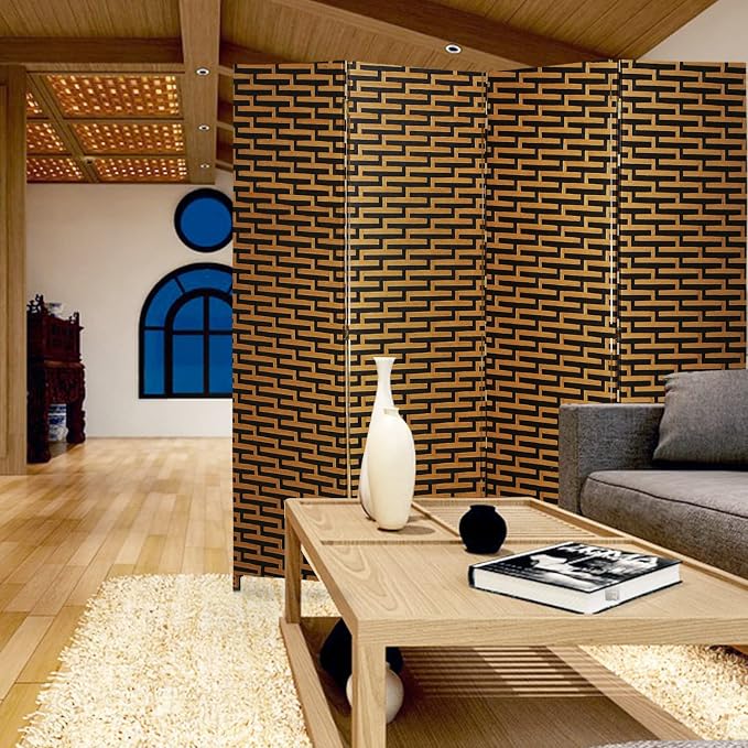 Room Divider, 4 Panels 6FT Folding Privacy Screen Room Divider | Wall Wood Mesh - Image 5