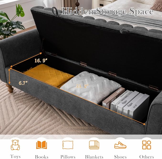 Aoiy & Wifon 65.7" W Large Storage Ottoman Bench, King Size End of Bed Storage - Image 4