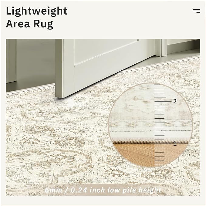 Soalmost 3x5 Rugs, Small Washable Kitchen Entryway Area Rug Beige/Brown | - Image 7