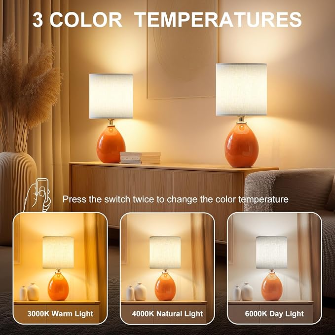 18.5" Table Lamp Set of 2 for Living Room Bedroom, Bedside Lamps for Night - Image 4