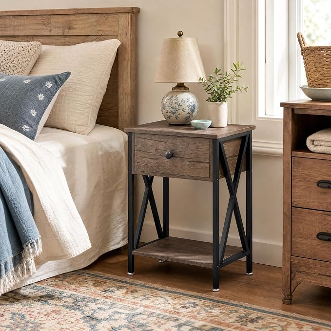 VECELO Nightstand, Modern Bedside End Table, Night Stand - Image 7