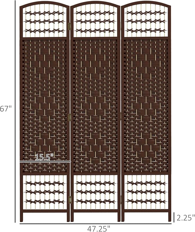 HOMCOM 3 Panel Room Divider, Folding Privacy Screen, Wave Fiber Freestanding - Image 7
