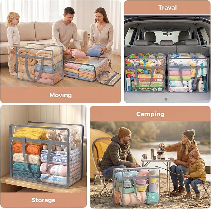6 Pack Clear Storage Bags for Clothes, 45L Closet Organizers and Storage | - Image 6