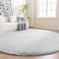 Amazon Basics Fluffy Washable Round Area Rug, Circle Shaggy Carpet for Living Room, Bedroom, Nursery, 8'R, Gray