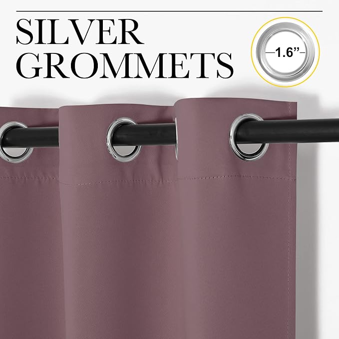 NICETOWN Bedroom Curtain Panels Blackout Draperies, Dry Rose, 1 Pair, 55 by - Image 3