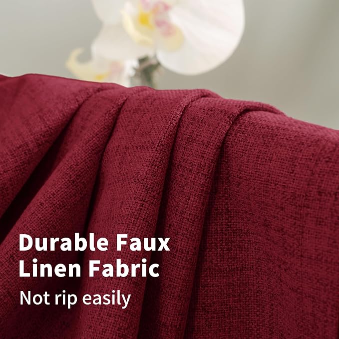 YoungsTex Burgundy Linen Blackout Curtains 63 Inches Long - Image 5