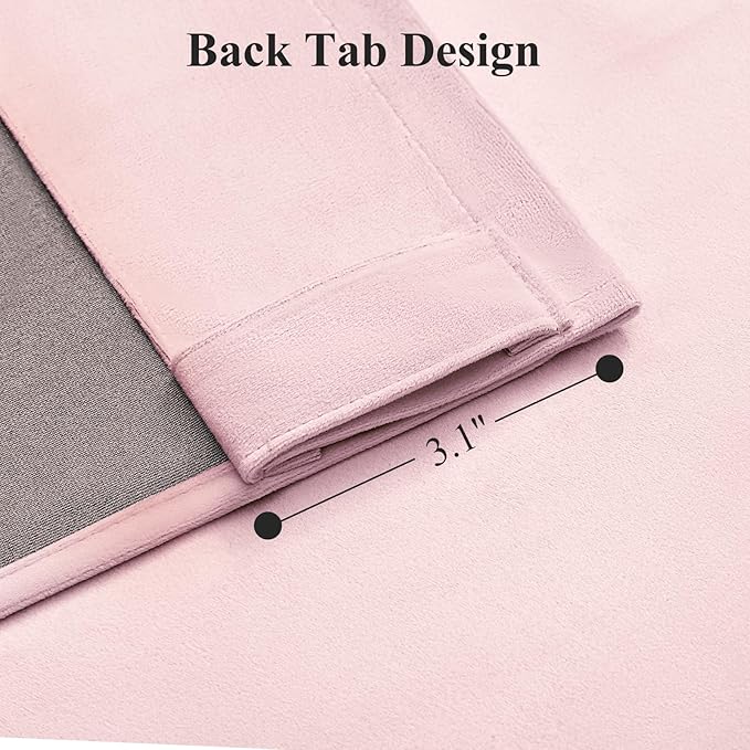 84 Inch Pink Velvet Curtains for Bedroom Back Tab Drapes Thermal Insulated | - Image 6
