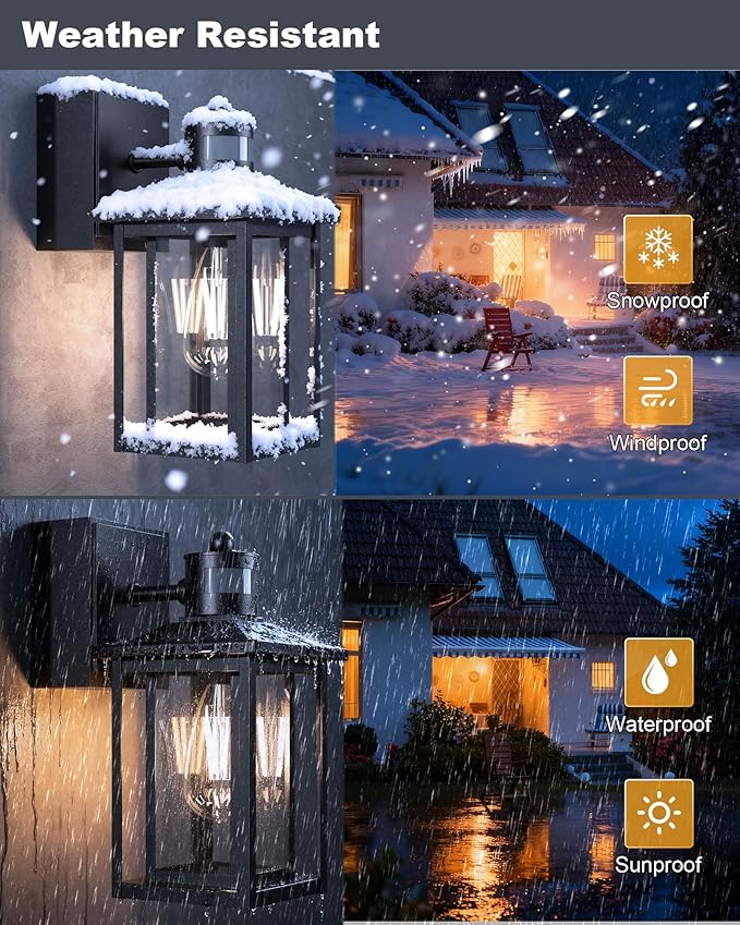 LTBLIGHT Motion Sensor Porch Lights with GFCI Outlet, Dusk to Dawn Outdoor Sconce with 3 Modes, Waterproof Exterior Light Fixture for House, Front Door, Garden, Garage, 120V