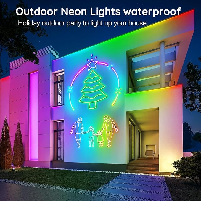 SINLEY Led Neon Rope Lights 150FT,Control with App/Remote,Flexible Led Rope Lights,Multiple Modes,IP68 Outdoor RGB Neon Lights Waterproof,Music Sync Gaming Led Strip Lights for Bedroom Indoor