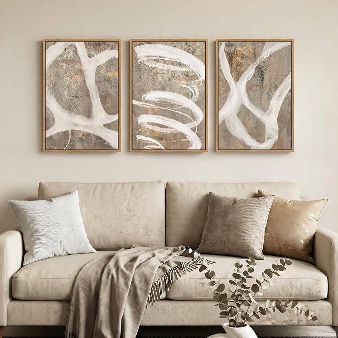 Framed Neutral Abstract Wall Art - Image 2