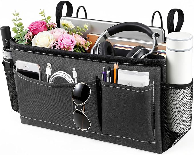 Bedside Caddy for Dorm Bed, Bedside Storage Bag Hanging Organizer | Metal Frame by Fabtotes