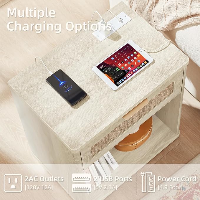 LEYAOYAO Rattan 23" Nightstands Set of 2 - Image 7