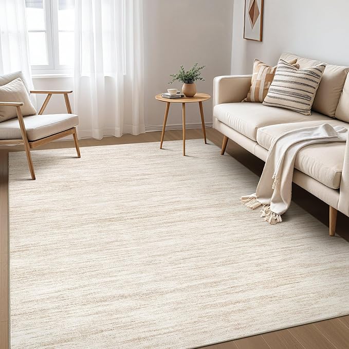 Nakagishi Boho 6x9 Area Rug Living Room Rugs Machine Washable Beige | Soft by NakagishiAreaRug