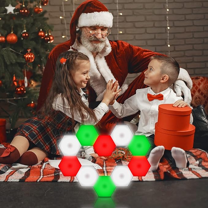 Vcwtty Hexagon Lights, Smart LED Wall Lights with Remote, 13 Colors Touch-Sensitive DIY Modular Assembled RGB Wall Panels, Hex Light with USB-Power for Autism, Game Room Decor, Party (12 Pack)