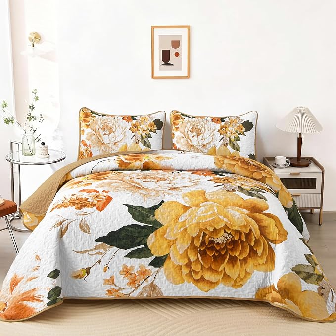WONGS BEDDING Quilt Queen Size, Soft Microfiber Lightweight Farmhouse Bed Cover by WONGSBEDDING