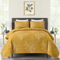DJY Yellow Quilt Set Queen Size Branch Botanical Bedspread Coverlet Set | 3 by HOME