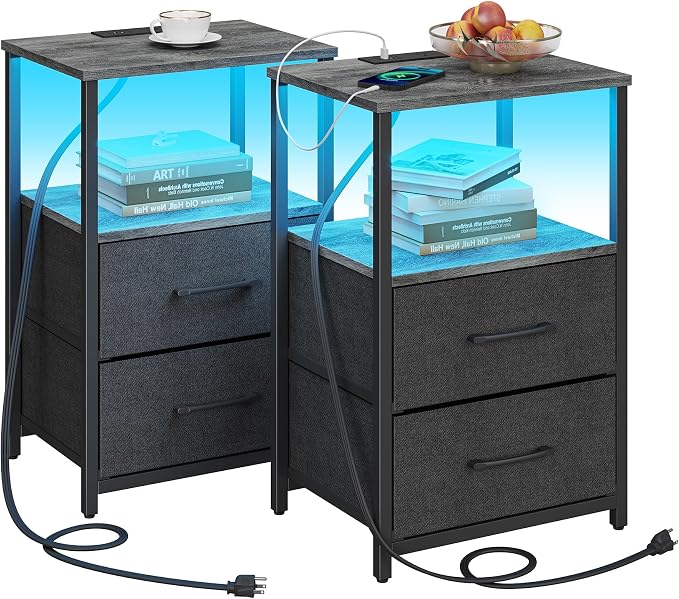TUTOTAK Nightstands Set of 2, LED End Table by ChoosetutotakFurnitureBuildYourCozyHome