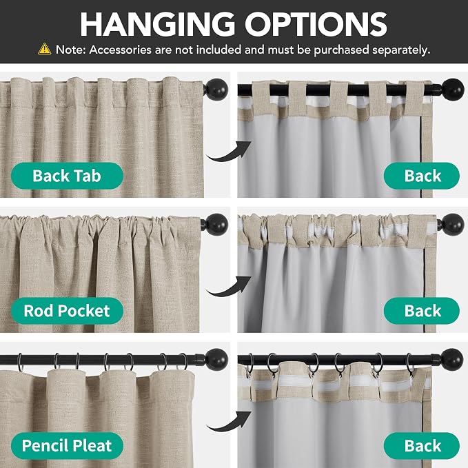 Deconovo Faux Linen 100% Blackout Curtains - Image 6