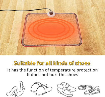 AC 110V Heated Floor Mat for Foot, Wood Stripe Carbon Crystal Heating Pad, Electric Heated Foot Warmers for Office, Home Brown