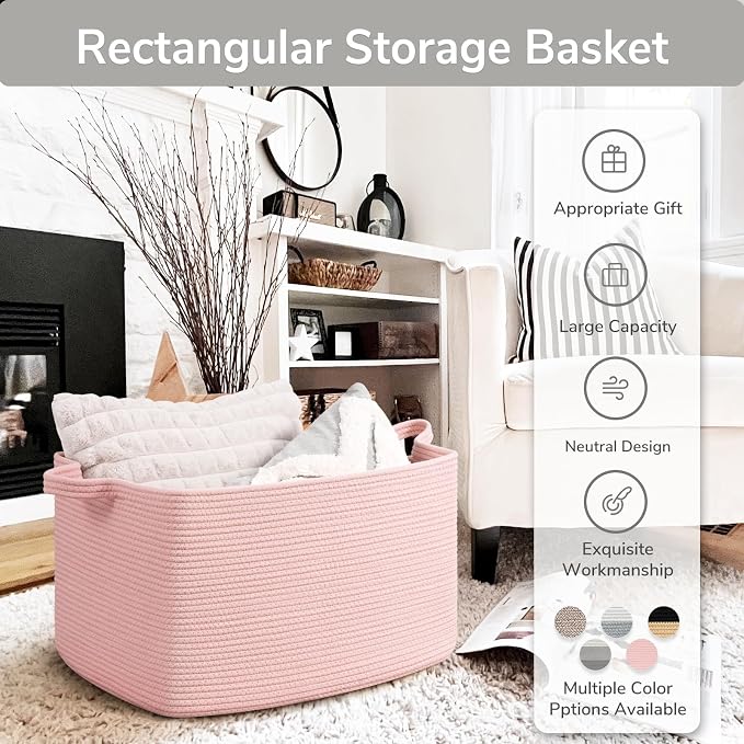 Goodpick Large Woven Rope Blanket Basket, Nursery & Bedroom Organization - Image 7