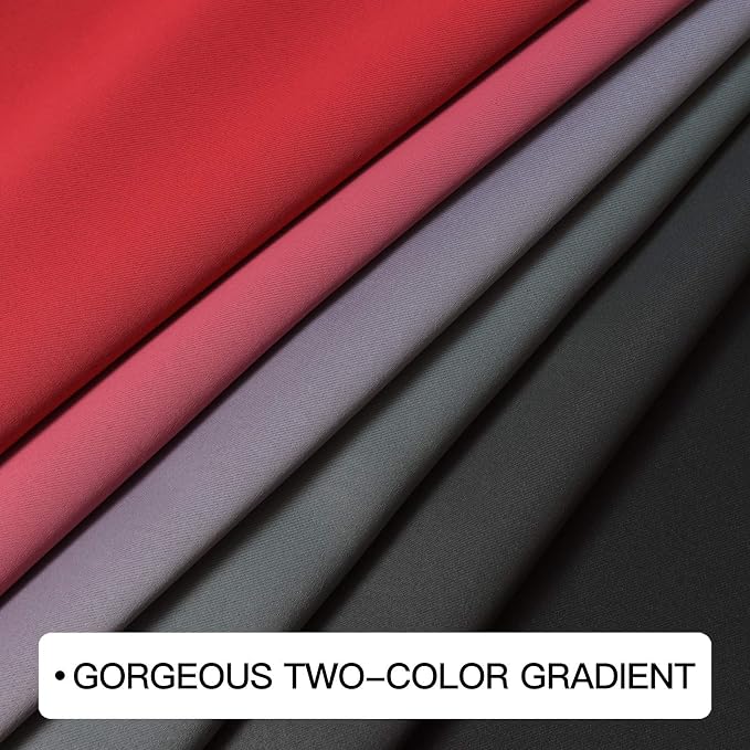 COSVIYA Grommet Room Darkening Ombre Red and Black Curtains W52xL84 inch | Red - Image 6