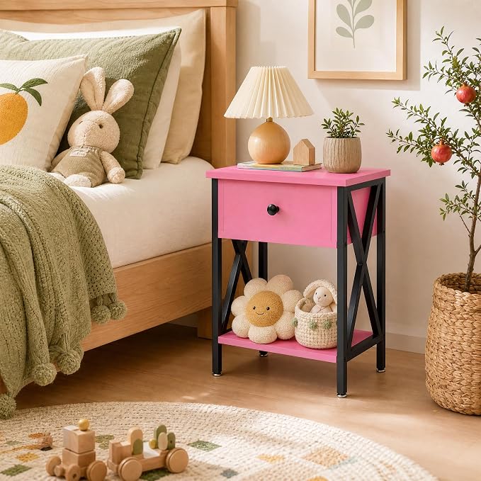 VECELO Nightstand, Modern Bedside End Table, Night Stand - Image 4