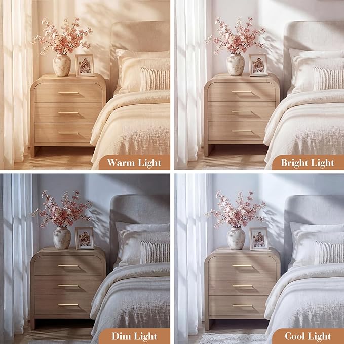 Night Stand Set of 2, 3-Drawer | Nightstand 26.7"H Metal Handle Modern Bedside - Image 6